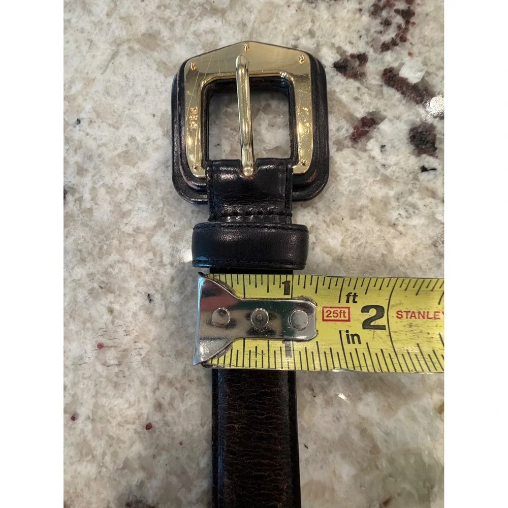 Ralph‎ Lauren Black/Brown Leather Belt Gold Buckle Size L 132 cm